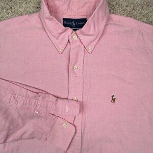 RALPH LAUREN YARMOUTH Men's Shirt Long Sleeve Solid Pink 16.5 34 Cotton